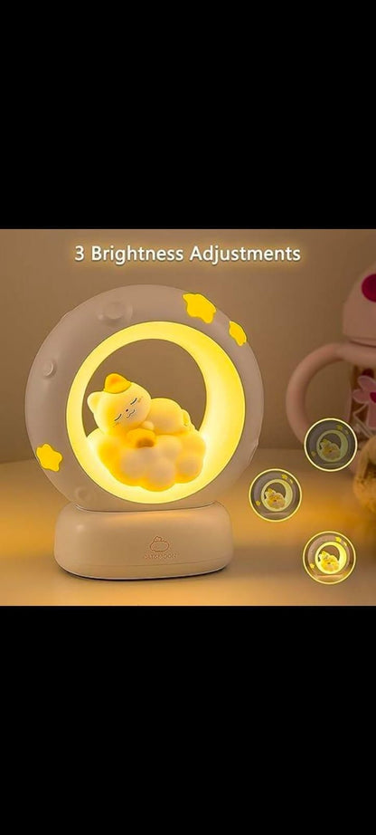 Moon LED Night Lamp with 3 Brightness Modes & Touch Control | Rechargeable Kitty Lamp for Kids & Baby Bedroom Decor