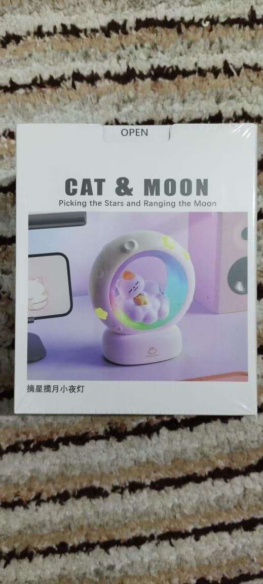 Moon LED Night Lamp with 3 Brightness Modes & Touch Control | Rechargeable Kitty Lamp for Kids & Baby Bedroom Decor