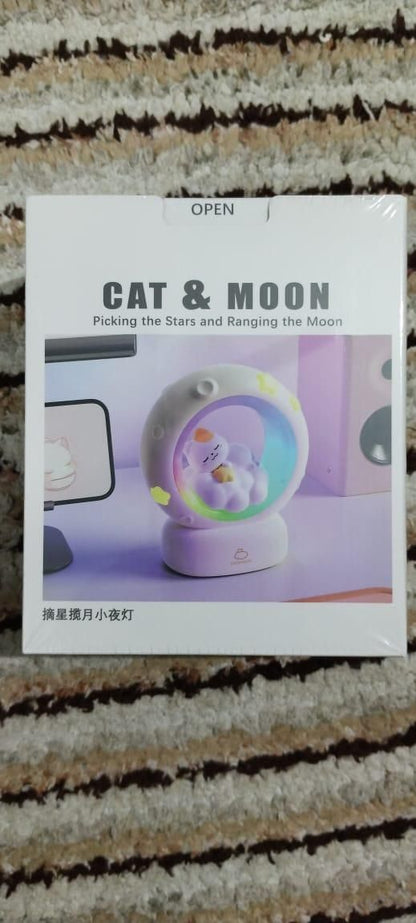 Moon LED Night Lamp with 3 Brightness Modes & Touch Control | Rechargeable Kitty Lamp for Kids & Baby Bedroom Decor