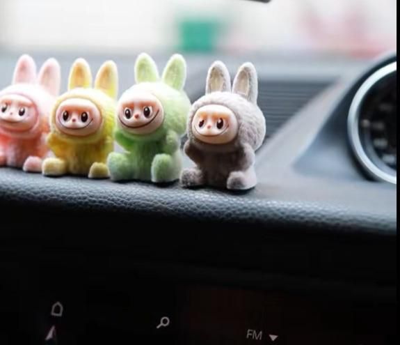 Trendy Labubu Mini Car Dashboard Pack of 4 - Cute Car Toys